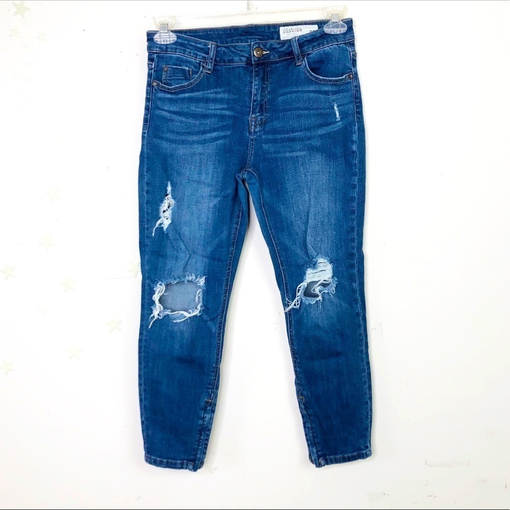 PISTOLA distressed skinny jeans